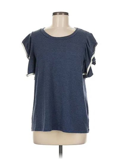 Pre-owned Pleione Short Sleeve Top Blue Cold Shoulder Neckline Tops