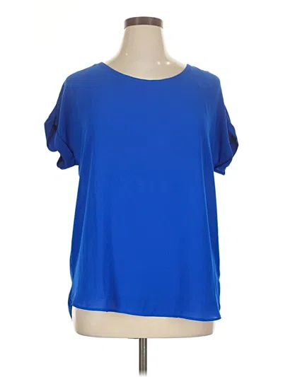 Pre-owned Pleione Short Sleeve Top Blue Scoop Neck Tops