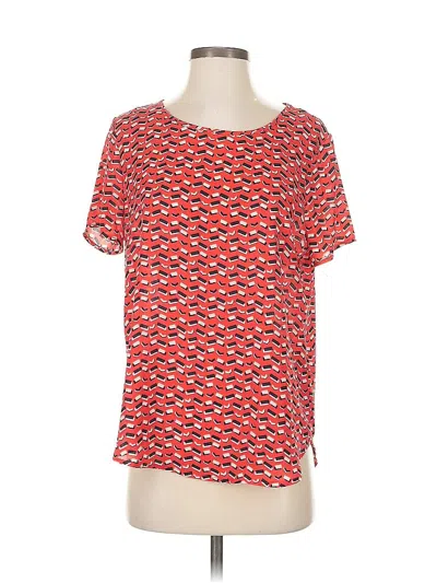 Pre-owned Pleione Short Sleeve Top Red Print Pattern Crew Neck Tops
