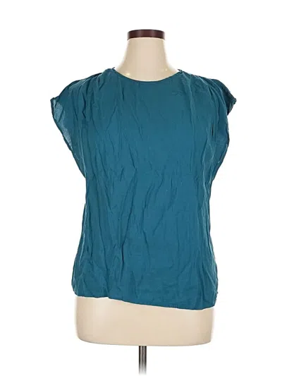 Pre-owned Pleione Short Sleeve Top Teal Boatneck Tops In Blue
