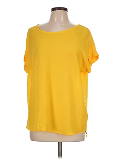 Pre-owned Pleione Short Sleeve Top Yellow Cold Shoulder Neckline Tops