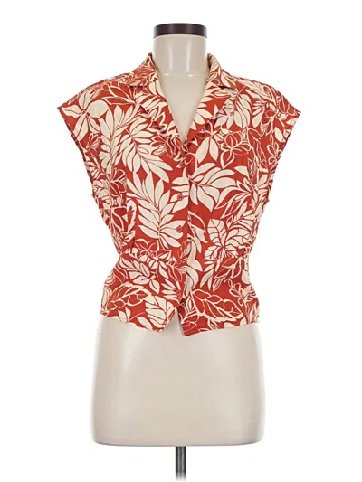 Pre-owned Pleione Sleeveless Button Down Shirt In Red