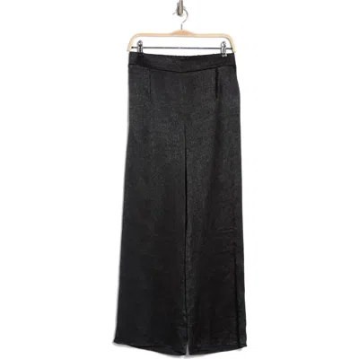 Pleione Textured Satin Pull-on Pants In Black