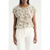 Pleione Textured Sheer Gathered Top