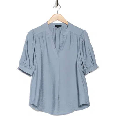Pleione Textured Tunic Shirt In Dusty Blue
