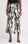 Pleione Textured Wide Leg Pull-on Pants In White