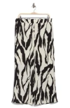 Pleione Textured Wide Leg Pull-on Pants In Cream/black Paint Stroke