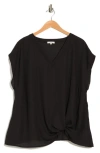 Pleione Twisted Hem Hi-low Top In Black