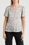 Pleione V-neck Button Top In Black
