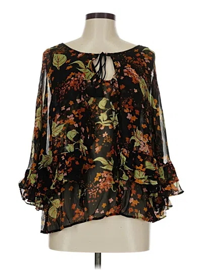 Pre-owned Plenty By Tracy Reese 3/4 Sleeve Blouse In Black