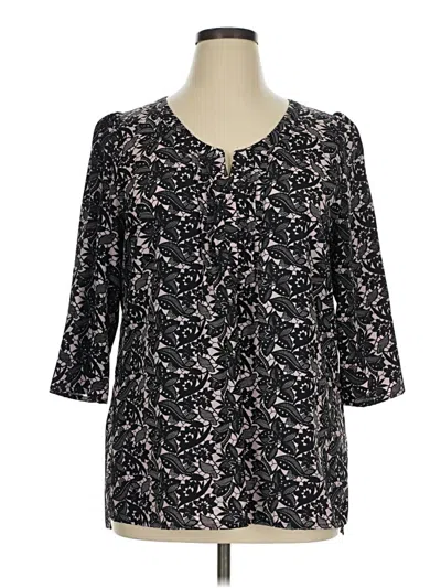 Pre-owned Plenty By Tracy Reese 3/4 Sleeve Blouse In Black