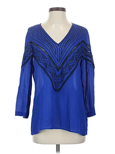 Pre-owned Plenty By Tracy Reese 3/4 Sleeve Blouse In Blue