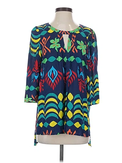 Pre-owned Plenty By Tracy Reese 3/4 Sleeve Blouse In Blue