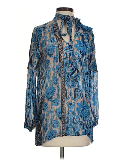 Pre-owned Plenty By Tracy Reese 3/4 Sleeve Blouse In Blue