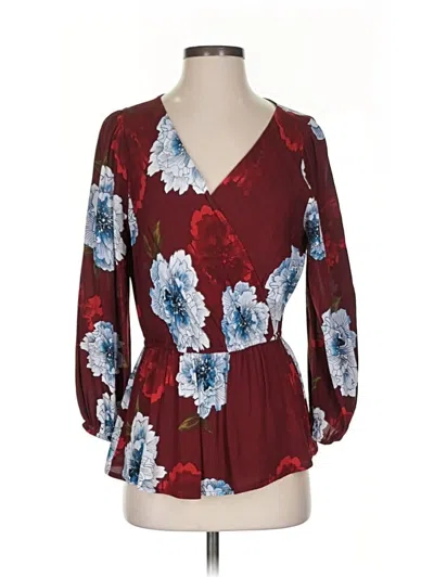 Pre-owned Plenty By Tracy Reese 3/4 Sleeve Blouse In Burgundy