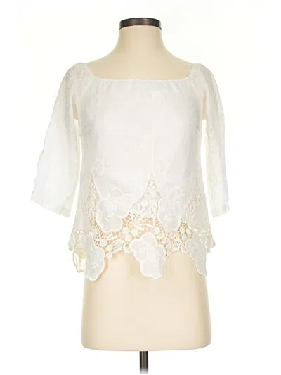 Pre-owned Plenty By Tracy Reese 3/4 Sleeve Blouse In Ivory