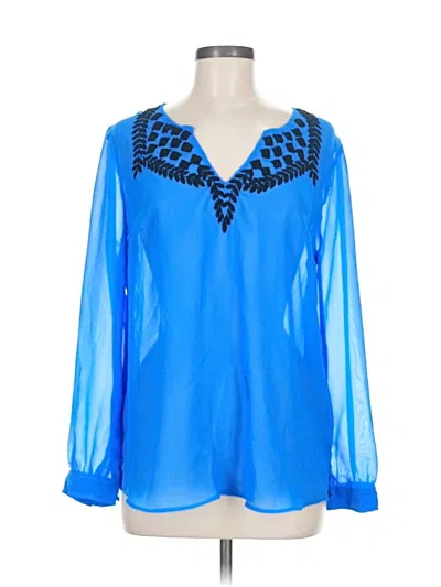 Pre-owned Plenty By Tracy Reese Long Sleeve Blouse In Blue