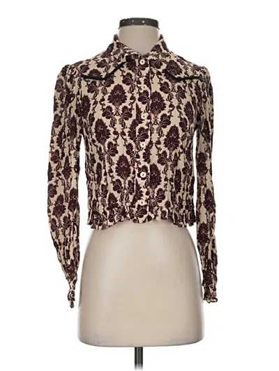 Pre-owned Plenty By Tracy Reese Long Sleeve Blouse In Brown