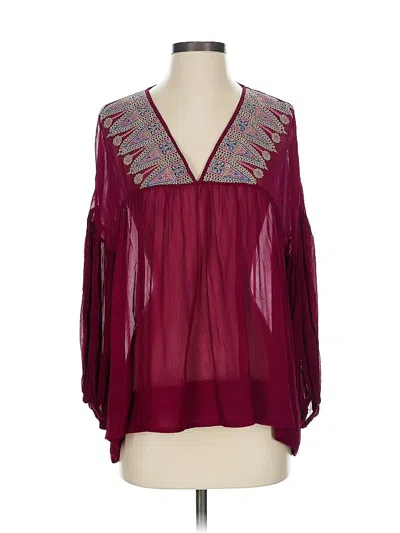 Pre-owned Plenty By Tracy Reese Long Sleeve Blouse In Burgundy