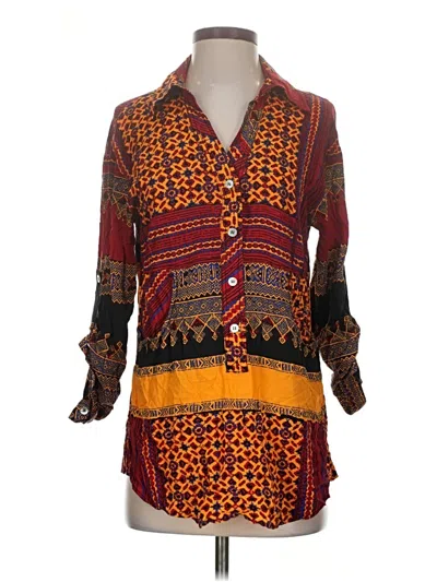 Pre-owned Plenty By Tracy Reese Long Sleeve Button Down Shirt In Orange