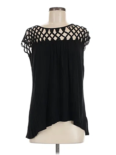 Pre-owned Plenty By Tracy Reese Short Sleeve Blouse In Black