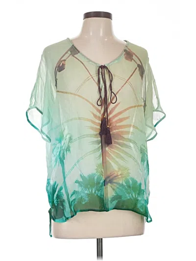 Pre-owned Plenty By Tracy Reese Short Sleeve Blouse In Green