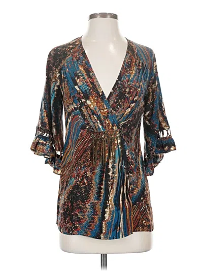 Pre-owned Plenty By Tracy Reese Short Sleeve Blouse In Teal