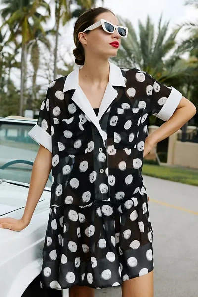 Plenty By Tracy Reese Short-sleeve Mini Polka Dot Dress In Multicolor