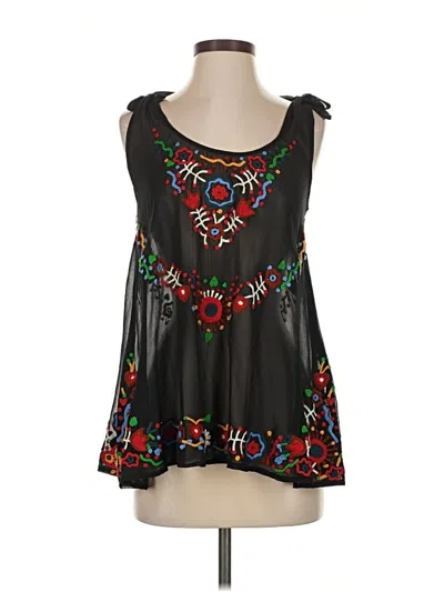 Pre-owned Plenty By Tracy Reese Sleeveless Silk Top Black Strapless Neckline Tops