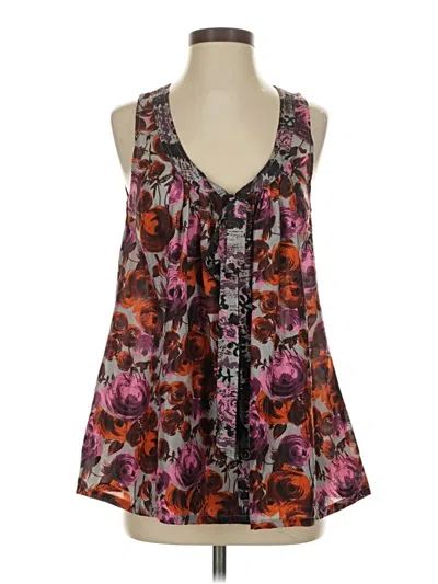 Pre-owned Plenty By Tracy Reese Sleeveless Silk Top Purple Halter Neckline Tops