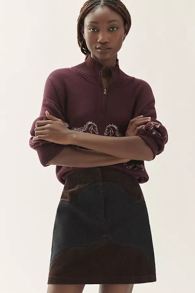 Plenty By Tracy Reese Two-tone Corduroy Mini Skirt In Multicolor