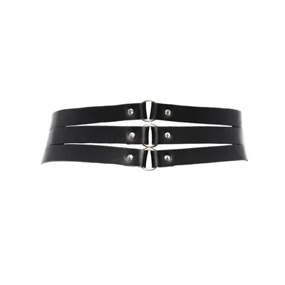 Plik X Haya Women's Black Leather Waist Belt Addor