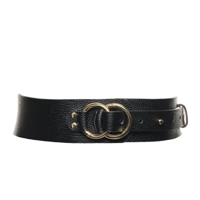 Plik X Haya Women's Black Leather Waist Dress Belt- Giselle