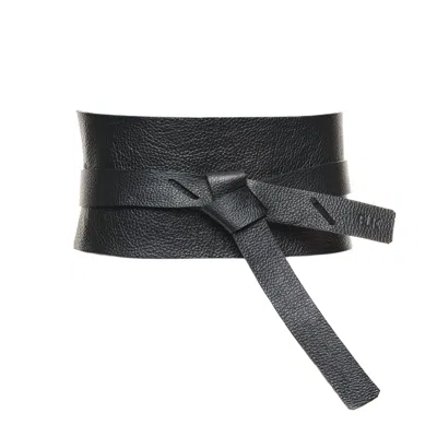 Plik X Haya Women's Black Wide Waist Leather Obi Belt- Savanah