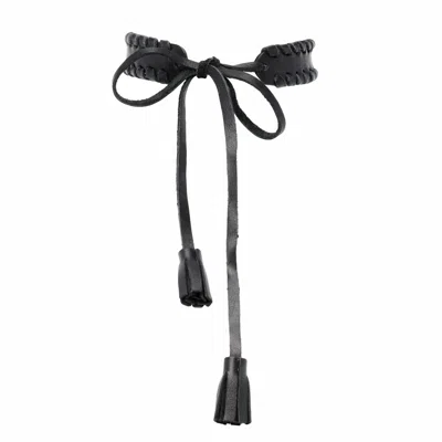 Plik X Haya Women's Leather Choker Necklace With Tassels-frida In Black