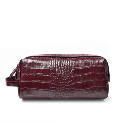 Plik X Haya Women's Leather Cosmetic Purse Bag Burgundy