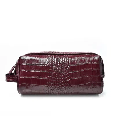 Plik X Haya Women's Leather Cosmetic Purse Bag Burgundy In Multi
