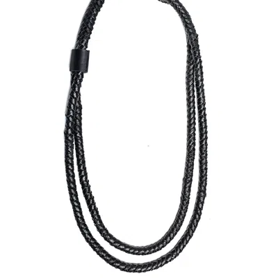 Plik X Haya Women's Leather Knitted Necklace Monique In Black