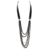 Plik X Haya Women's Long Leather Chain Multi-layer Necklace-zaha In Black