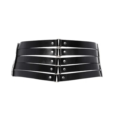 Plik X Haya Women's Multilayer Leather Corset Waist Belt Addor In Black