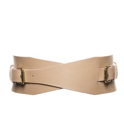 Plik X Haya Women's Neutrals Waist Leather Belt - Dakota Nude In Black/brown