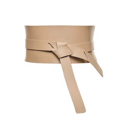 Plik X Haya Women's Neutrals Wide Tan Leather Corset Obi Belt In Black/brown