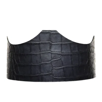 Plik X Haya Women's Under Bust Wide Waist Corset Belt - Grey Croc