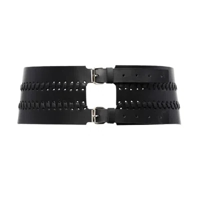 Plik X Haya Women's Waist Black Corset Leather Belt Frida