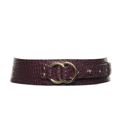 Plik X Haya Women's Waist Leather Belt- Giselle Plum In Black/purple