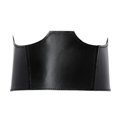 Plik X Haya Women's Wide Under Bust Corset Leather Belt- Samara In Black