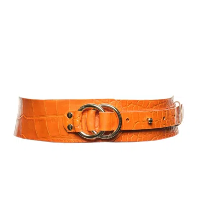 Plik X Haya Women's Yellow / Orange Waist Leather Belt - Orange Giselle In Yellow/orange