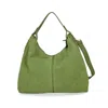 Plinio Visona' Green Suede Leather Bag In Green