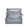 Plinio Visona' Hammered Leather And Suede Two-handle Flap Bag In Grey