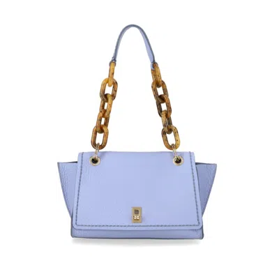 Plinio Visona' Lilac Coarse Grained Leather Shoulder Bag In Blue